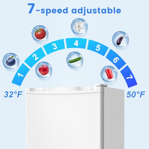 Image of Antarctic Star Mini Fridge, Rated 1.6 cu.ft, Small Upright Refrigerator with Removable Shelves, 7 Adjustable Thermostat, Low Noise for Bedroom /Apartment /Office,White