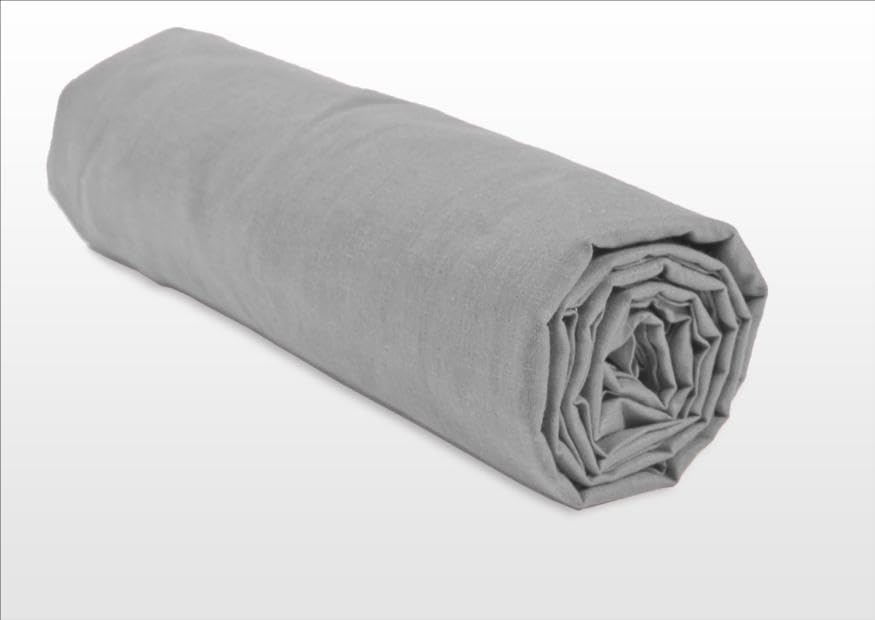 HOME LINGE PASSION, Fitted Sheet Light Grey 140 x 190 cm + 35 cm 100% Cotton 57 Thread Count (Label Oeko-TEX Label) - Image 4