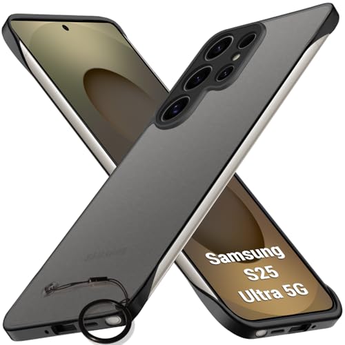 Image of TheGiftKart Hybrid Ultimate Slim Back Case Cover for Samsung Galaxy S25 Ultra 5G | Lightweight Profile | Hard Back Cover Case (PC & TPU, Frosted Matte Translucent, Black Bumper)