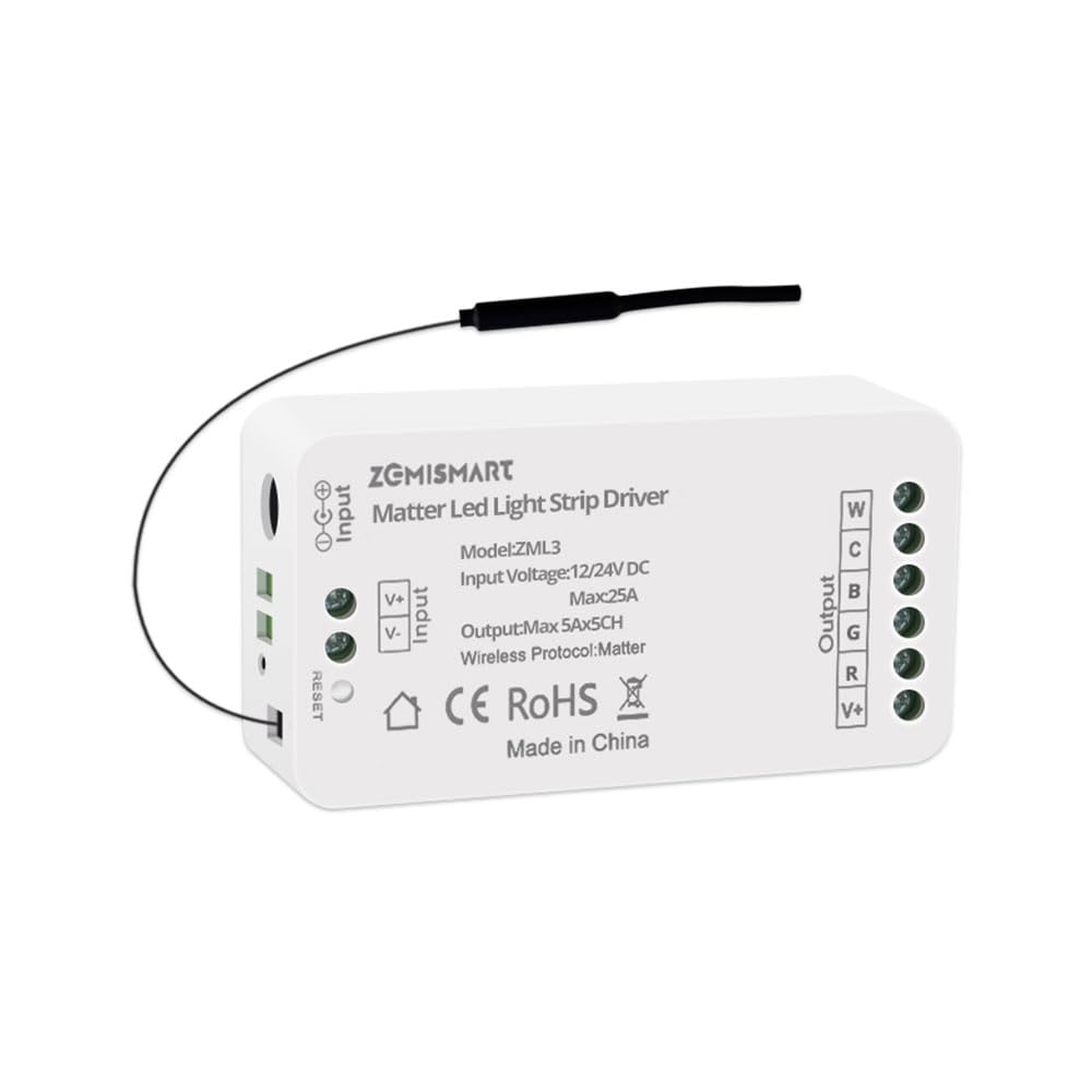 BENEXMART Matter LED Controller, WiFi Smart Light Strip Controller for RGBCCT 12V/24V, Works with HomeKit, Alexa, Google Home & SmartThings, App & Voice Control (1)