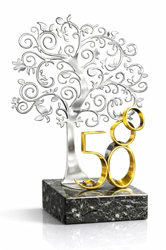 JOYERIA EL FARO | Presentes de casamento 50º aniversário | Pack árvore + 8 balões grátis | Gravação personalizada | Apresentação em estojo premium | Celebre 50 anos de amor juntos