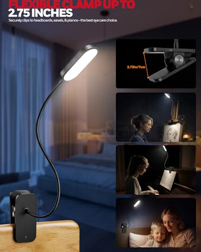 Image of Honeywell Clip On Reading Light, Rechargeable Gooseneck CRI95 4000K Dimming
