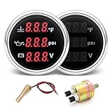 MAIMEIMI Triple Gauge Set 3 in 1 (Oil Pressure PSI + Watertemp °F + Volt) 2-1/16