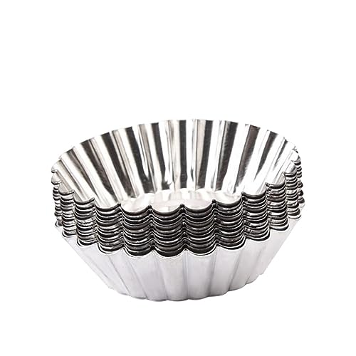 LABRIMP 50pcs Nonstick Egg Tart Moulds Premium Tinplate Baking Cups for Tartlets Pies Cupcakes Muffins Custard Cakes and Cookies with Quick Heat Conductivity and Easy Release Coating
