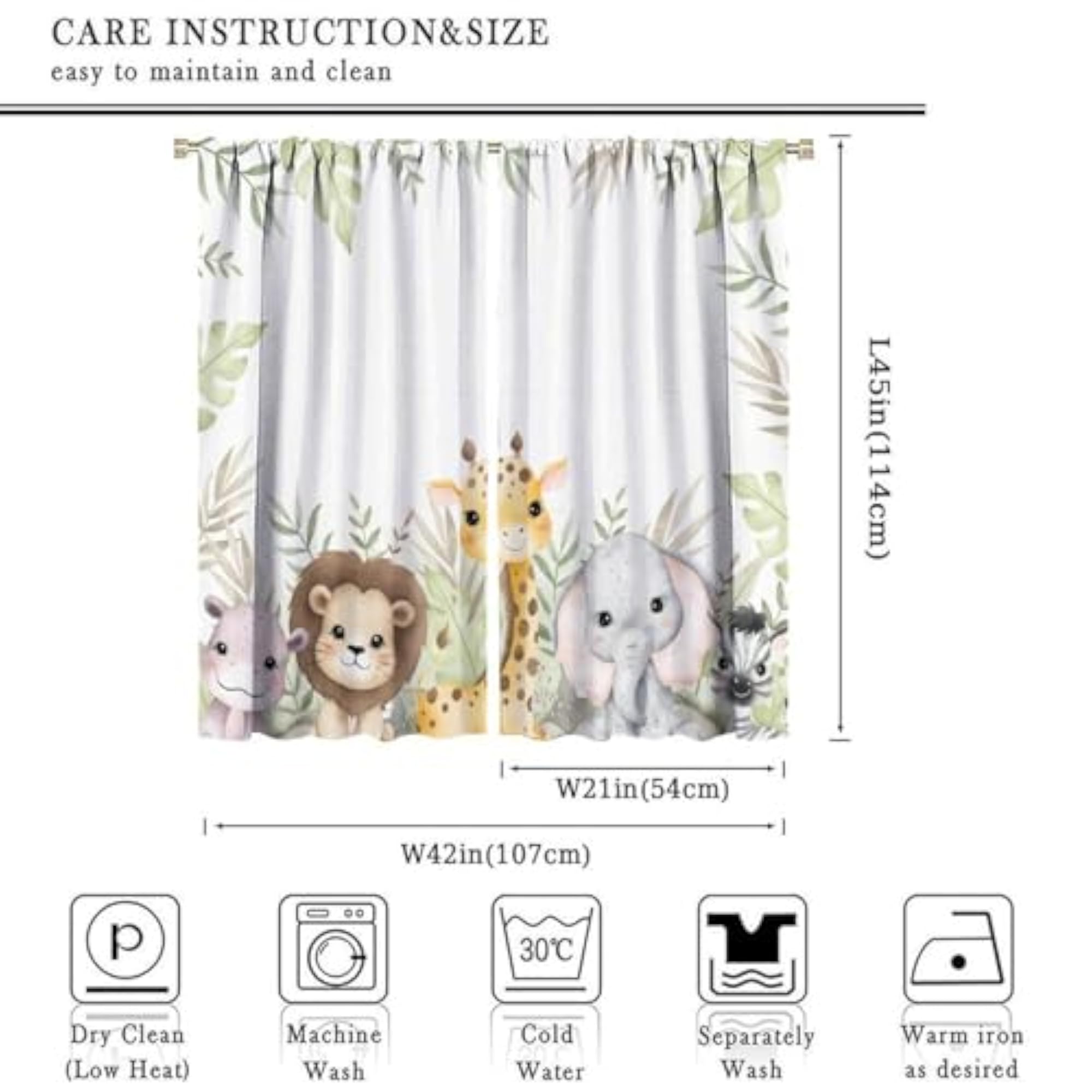 Jungle Safari Curtains for Nursery Kids Room