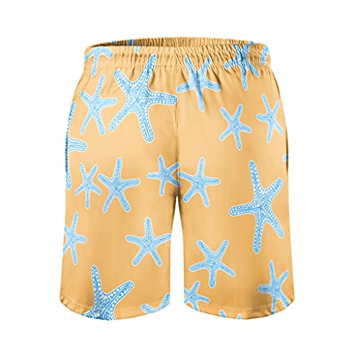 Ktewqmp Zomer zwembroek zeester oranje mannen zwembroek zwembroek heren met zakken lopen - Image 4