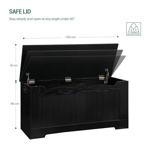 Image of Hzuaneri 39.4 inch Storage Chest, Storage Bench Trunk with 2 Hinges,Wooden Box, Lift-Top Chest Organizer, Shoe Bench for Entryway, Bedroom, Living Room, Black SB01004X