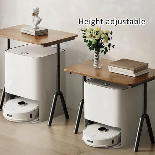 Versatile Sweeping Robot Stand, Scalable Vacuum Storage Rack, Portable Side Table for Living Room & Office, Removable Robot Vacuum Holder (Brown, 40cm/16in)