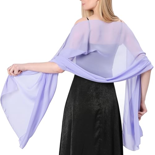 Lifwimner Châle Femme Etole Mariage Mousseline De Soie Pour Mariage Long Châle Violet Clair