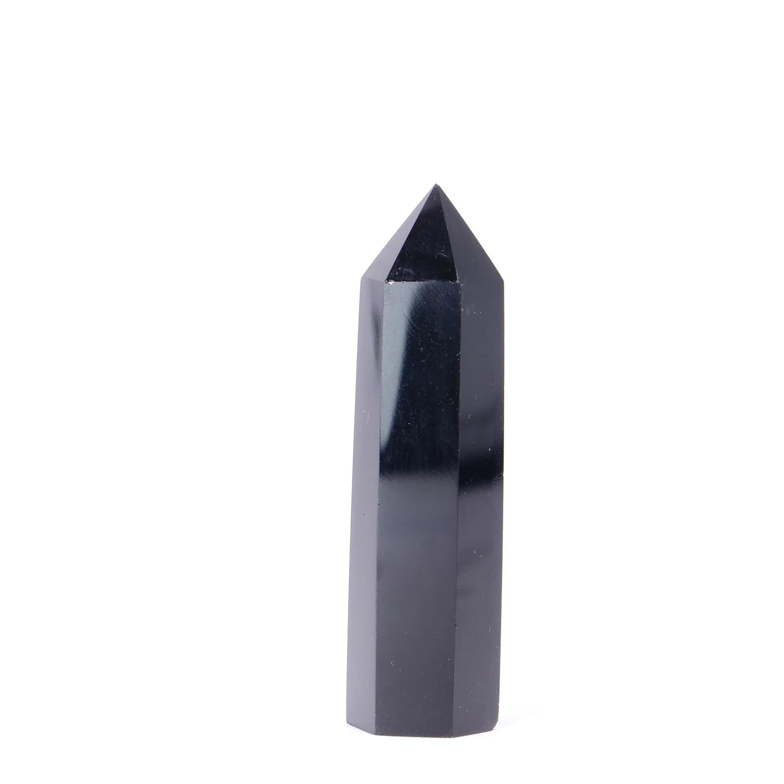 Columna de obsidiana negra de 8-9 cm pura para decoración de escritorio