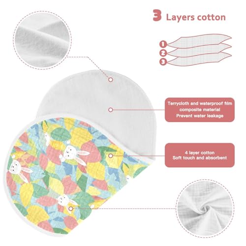 2 Pack Muslin Burp Cloths Rabbit Colorful Leaves Cotton Baby Burp Cloths Absorbent Burping Cloth Soft Spit Up Rags for Newborn Baby Boys Girls, Large 22" x 11"3