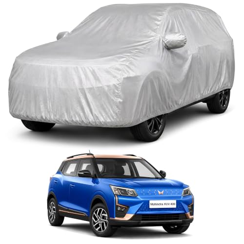 Image of Autofact Car Body Cover Compatible with XUV 400 | Custom Fit Car Cover | 100% Water-Resistant| Triple-Stitched Lightweight Fabric | Dustproof | Indoor & Outdoor Use | Elastic Bottom