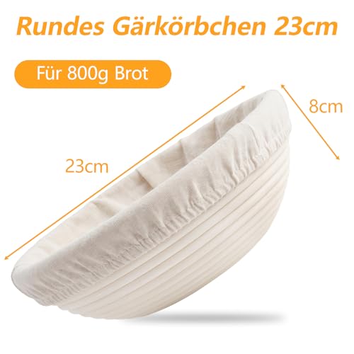Foto von Gärkörbchen 23cm Gärkorb mit Leinentuch Rund Brotbackzubehör