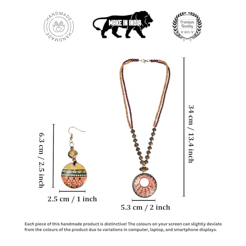Image of AAKRITI ART CREATIONS Handcrafted Women's Jewelry Set - Elegant Ethnic Necklace and Earrings, Statement Fashion Accessories for Parties & Festivals