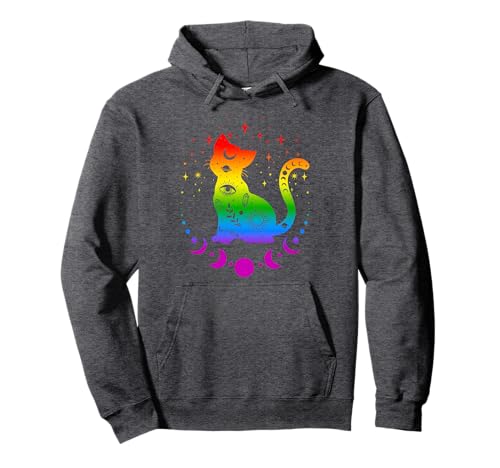 Rainbow Astrology Cat, LGBT Gay Pride Flag Pullover Hoodie