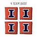 YouTheFan Officially-Licensed NCAA Illinois Fighting Illini Set of 4 Cornhole Bags - All Weather Regulation 6” x 6” Size - 16oz Weight - Designed in USA