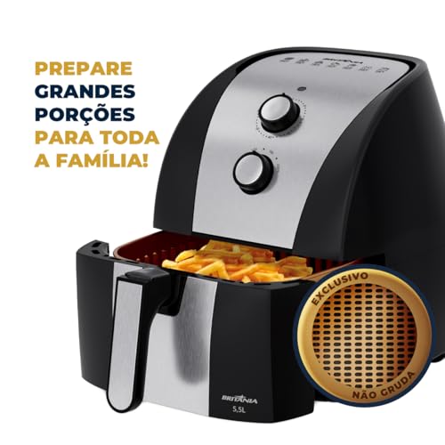 Fritadeira Air Fryer Britânia 5,5L 1500W Gold BFR51 127V - Imagem 5
