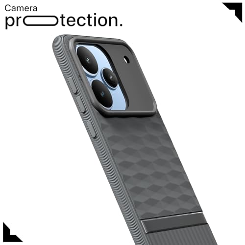 Image of Pikkme Back Cover for Realme P4 Pro 5G Camera Protection 3D Hexa Cube Design Silicone Protective Bumper Case (Grey)