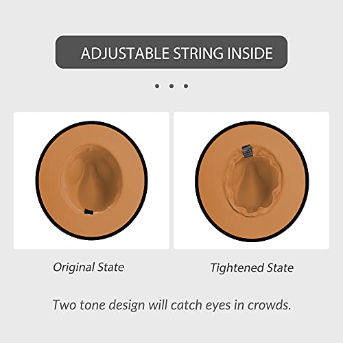 Image of jingsha Fedora Hats for Men & Women Wide Brim Fedora Felt Panama Hat Men's Dress Hats with Belt Buckle
