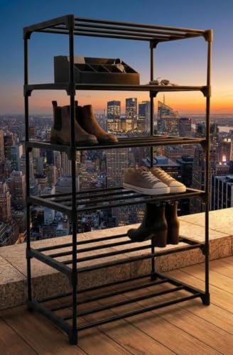 Image of FIGMENT Shoe Rack for Home, Foldable Plastic Shoe Stand with Shelves, Space Saving Footwear Organizer for Bedroom, Entryway, Living Room & Closet, Multi Layer Shoe Storage Rack