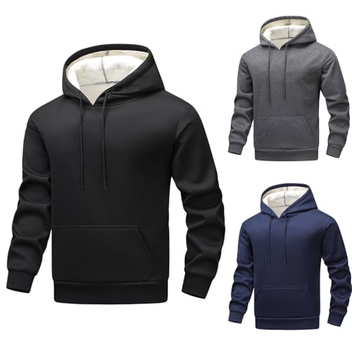 Sherpa Hoodies for Men Winter Warm Fleece Lined Hoodie Thick Thermal Hooded Sweatshirts with Kangaroo Pocket