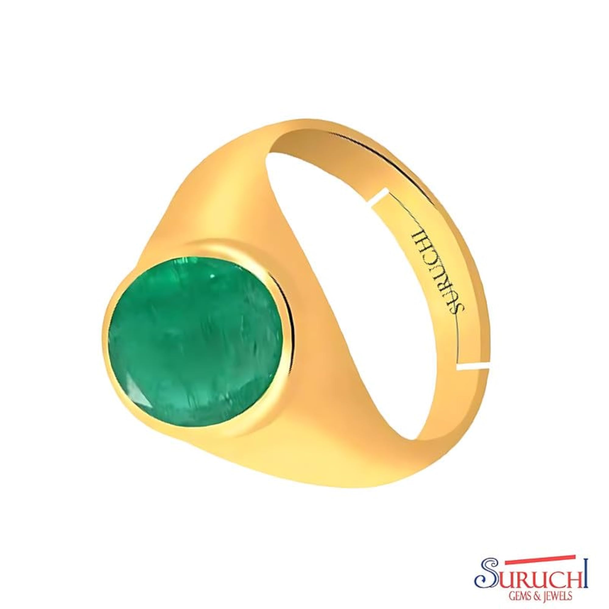 22K Gold Plated Emerald Astrological Gemstone Adjustable Ring for Women