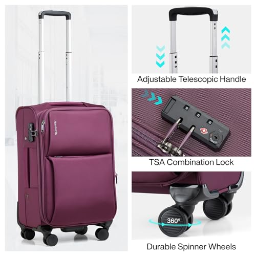 Image of Hanke Medium Checked Luggage, 24 Inch Suitcase with Garment Compartment