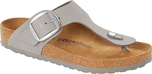 Birkenstock Gizeh Birko-Flor Damen Nubukleder Zehentrenner, Dove Gray, 39...