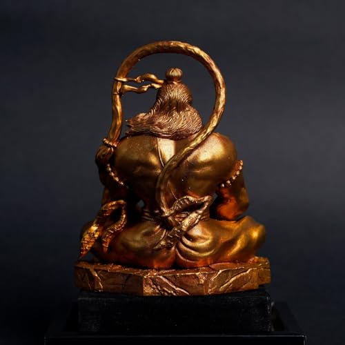 Image of Artjenius Hanuman Ji Murti Lord Bajrangbali Dhyan Mudra Meditation for Home|Car Dashboard| Decorative Showpiece|Decorative Cherub Angel Garden Statue|Bronze Finish|Gift -11 cm (Resin, Gold)