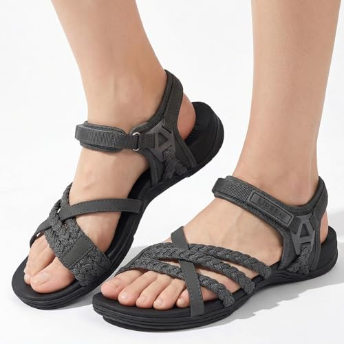 Image of UBFEN Womens Hiking Sandals Outdoors Water Sport Arch Support | Comfortable Adjustable Ankle Strap, Lightweight Suitable for Beach, Travel, Golf and Daily Wear