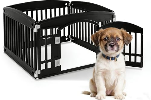 HealSmart 24 Inch 4-Panel Pet Playpen, Sturdy Dog Playpen with Safety Locking Door, Foldable &...