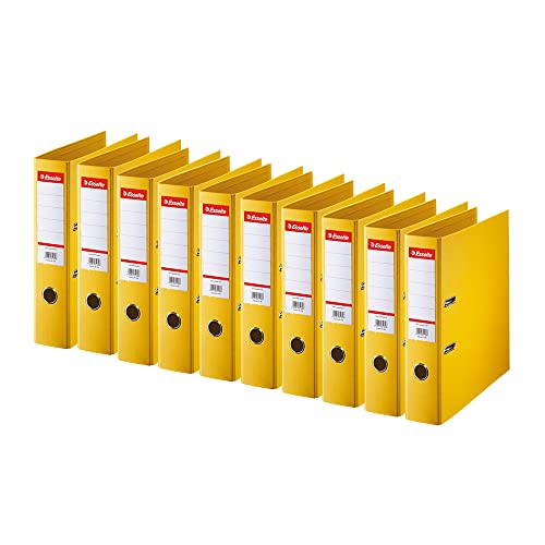 Image of Esselte Standard, Pack of 10 Lever Arch Files Yellow, 75 mm Spine, A4, PP, 320270