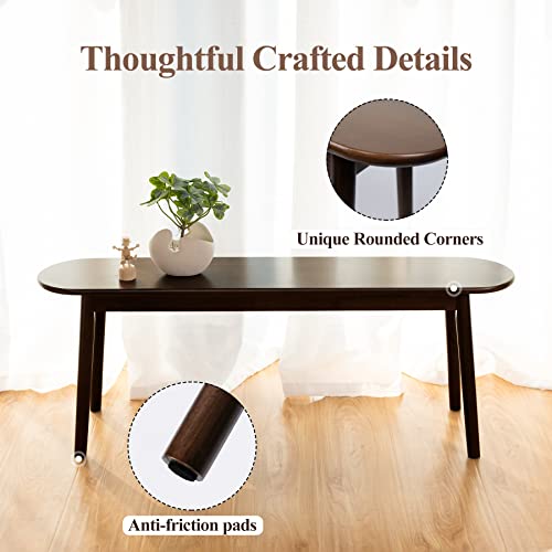 Cttasty Entryway Bench, Solid Wood Dining Bench, Midcentury End Of Bed Bench W/Rounded Corner, Outdoor Bench W/Robust Construction, Bedroom Bench, 10.24" W X 17.72" H（Walnut 39.4Inches） #TOP3