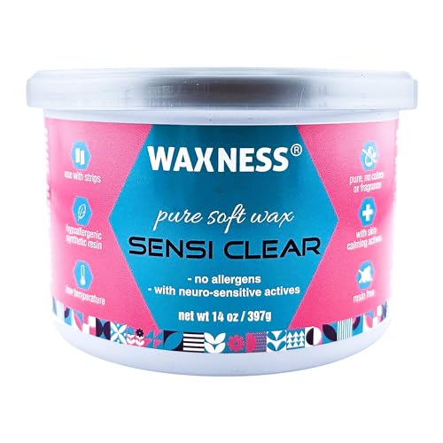 Waxness Sensi Clear Pure Soft Wax Tin 14 oz (400 g) Rosin-Free Clear Gel Formula with Neuro-Active Comfort Complex - Made in Italy