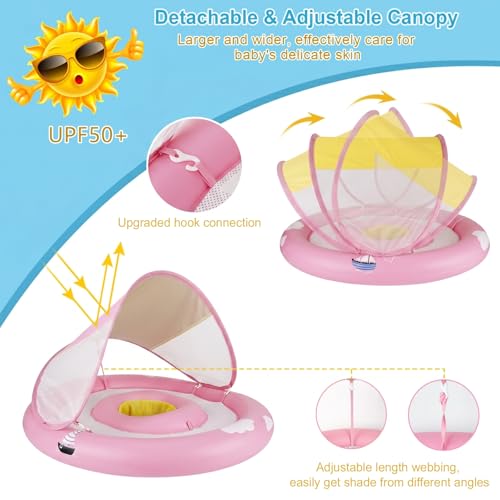 Bouée bébé avec pare-soleil pour protéger la peau des rayons UV - 4