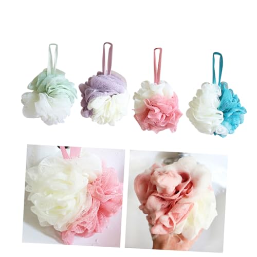 Didiseaon Esponja de Baño Grande de Malla Doble Color Bola Exfoliante Suave para Ducha de Rosa Blanco Púrpura Blanco