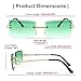 FEISEDY Rimless Rectangle Sunglasses - Vintage Candy Color - Beach Driving Fashion Accessory B2642 Gradual Green