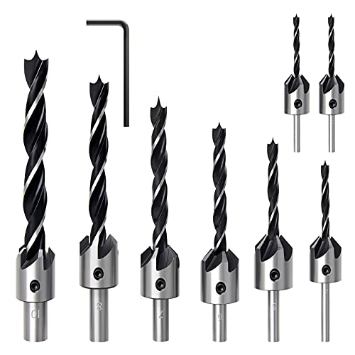 MEIGGTOOL Juego de brocas avellanadas de 9 piezas, 3 mm-10 mm, con llave hexagonal, para carpintería Cover