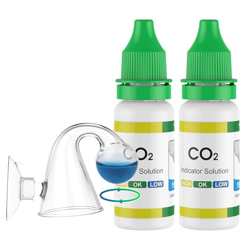 Image of Pawfly Glass CO2 Drop Checker for Aquarium CO2 Indicator for Planted Fish Tank CO2 Monitor Kit with Solution & Suction Cups CO2 Detector Aquarium CO2 Tester Fish Tank Carbon Dioxide Checker