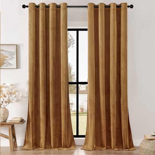 Timeper Lot de 2 rideaux occultants à œillets en velours uni à is...