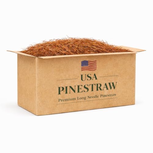 Long Needle Pine Straw Mulch - 65-80 Sqft Coverage 1 Set - Premium USA Harvested PineStraw for Landscaping Weed Control Moisture Retention & Erosion Control - USA Pinestraw