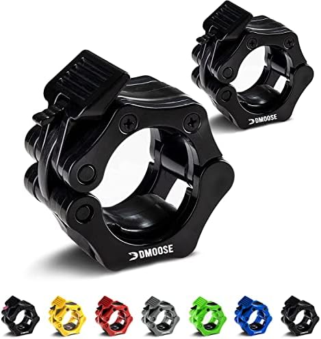 DMoose Olympic Barbell Clips – 2 Inch or 1 Inch Pair – Quick Release Barbell Collar Non Slip Locking Weight Clips – Barbell Clamps for Weightlifting Bar & Olympic Weight Bar