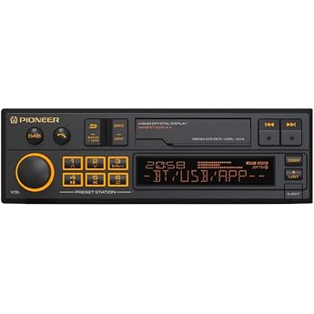 Pioneer SXT-C10PS Car Radio 1-DIN: Retro Design with State-of-the-Art Technology, Bluetooth, DAB+, USB, AUX, RGB Lighting, 13