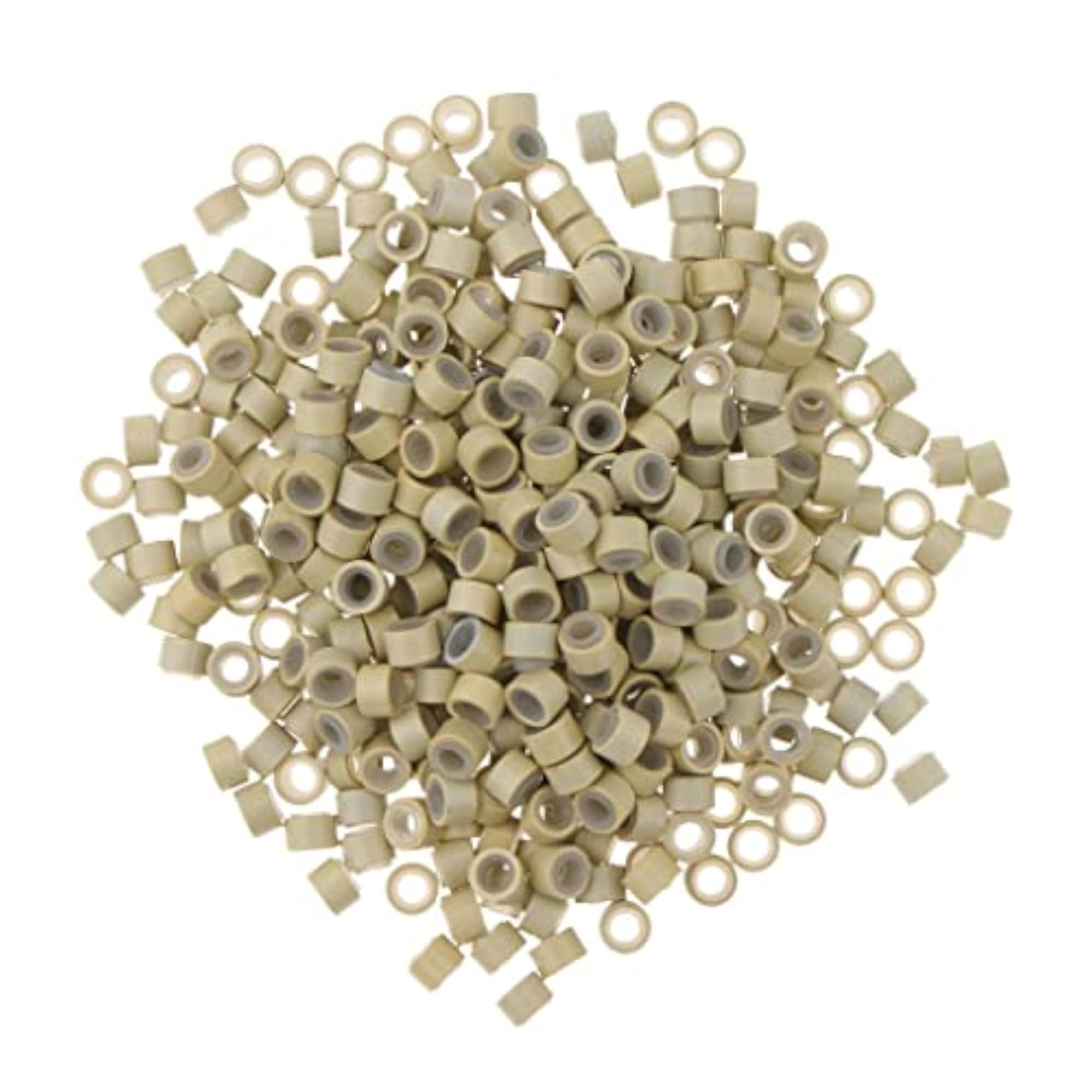 MILAAN Silicone Micro Rings Links Crimp Beads for Hair Extensions, Beige