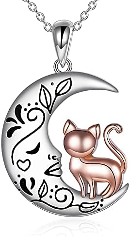YAFEINI Cat/Wolf Necklace for Girls Pendant Necklace 925 Sterling Silver Jewellery Gift for Women