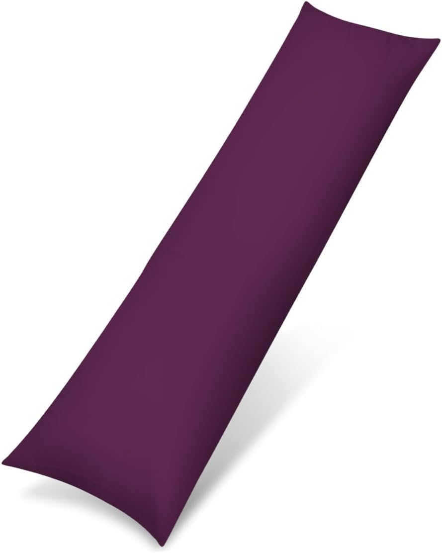 Allure Bedding Aubergine Bolster Pillow Cases - Soft & Breathable Polycotton Long Pillow Cover (, 5Ft (60") Kingsize Bed)