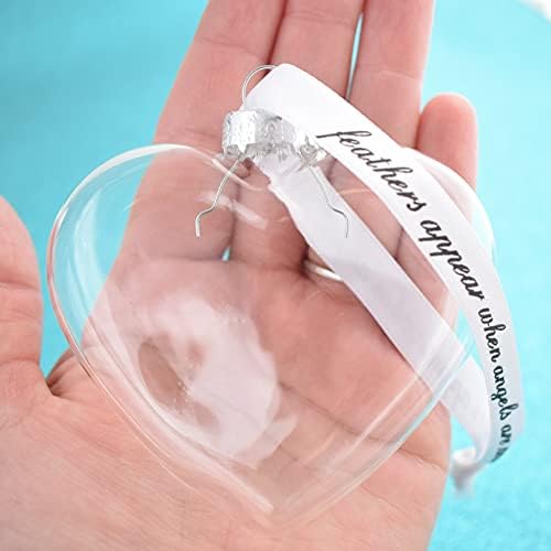 Mum Feather Memorial Bauble Personalised Glass Heart Christmas Tree Decoration Handmade Keepsake