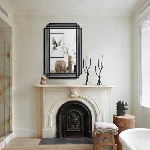DAOYIJIAJU 36"x24" Rectangle Decorative Mirror with Black Geometric Frame by DAOYIJIAJU - Used condition - Image 8