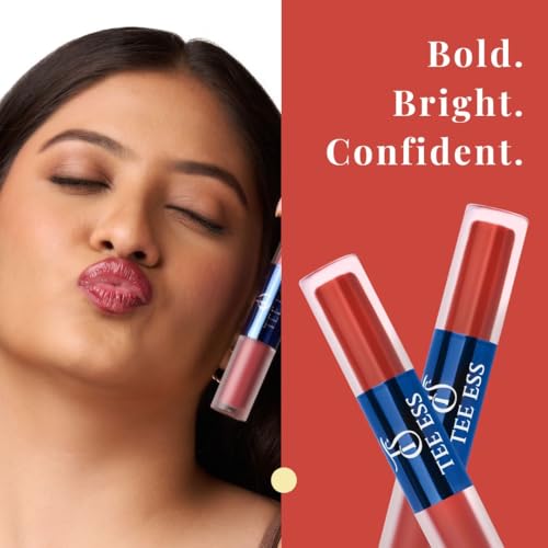 Image of Tee Ess Duo Lips 2-in-1 | Lip Gloss & Matte Cream Mousse Liquid Lipstick | High Shine Gloss + Soft Matte Finish | Long-Lasting, Lightweight & Non-Sticky | 5ml (BARE BABE)