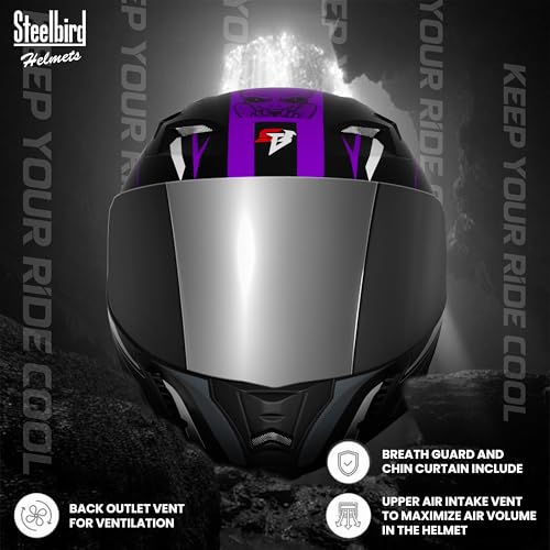 Image of Steelbird SBA-20 Strange ISI Certified Flip-Up Graphic Helmet for Men with Inner Silver Sunshield